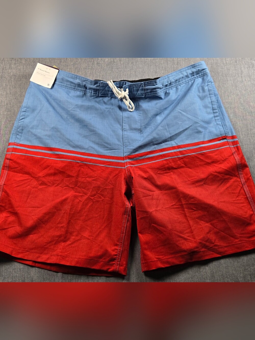 Goodfellow & Co Light Blue and Red Colorblock Swim Shorts